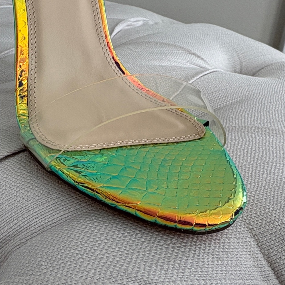 LULUS Ledah Hologram Snake Lace-Up Heels - Picture 7 of 11